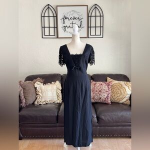 Vintage 90s Jessica McClintock Bridal Midi Dress Eyelet & Bow Details Size 14